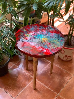 ‘Red Leaf’ Solid Wood  Epoxy Table