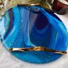 ‘Royal blue’ Resin Platter/Tray on Solid Wood - Image 2