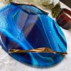 ‘Royal blue’ Resin Platter/Tray on Solid Wood - Image 3