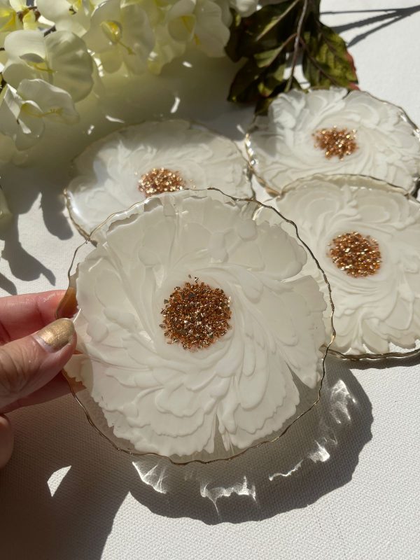 ‘Snowdrop’ Resin Coasters (set of 4)