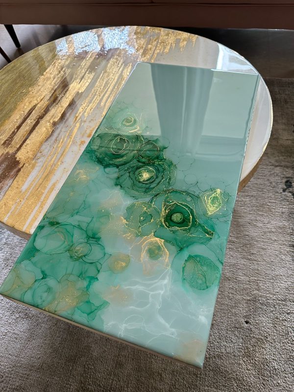 ‘Mystical Turquoise Rose’ Alcohol Ink and Resin Art on Wood Panel