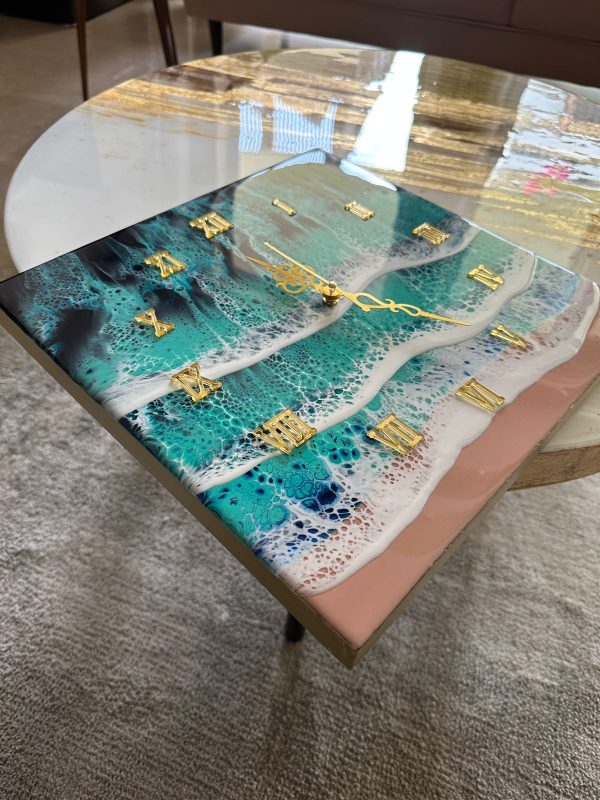 ‘Sea-Green Timer’ Resin & Wood Wall Clock