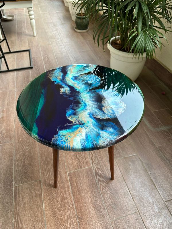 ‘Cerulean’ Solid Wood Epoxy Table