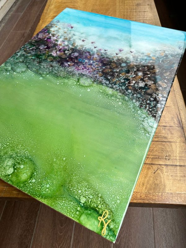 ‘Allure ’ Alcohol Ink and Resin Art on Wood Panel