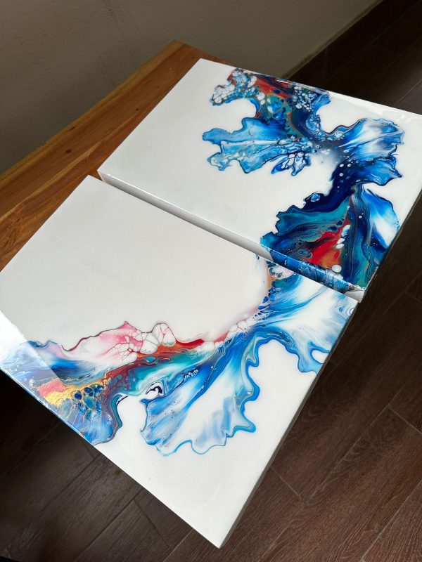 ‘Ethereal’ Abstract Acrylic Paintings on Canvas (Set of 2)