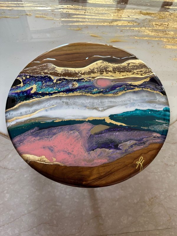 ‘A Golden Sunset’ Resin Art on Wood Panel