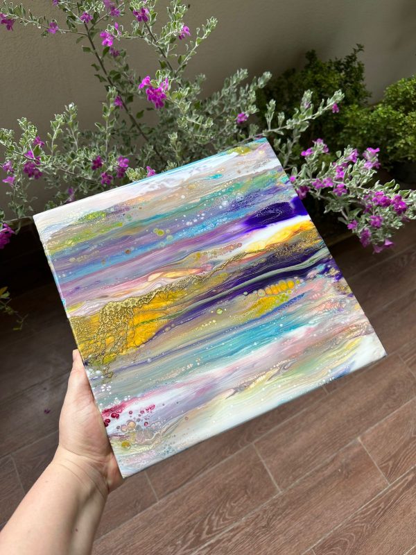 ‘Gold Mist’ Resin & Alcohol Ink Painting on Wood