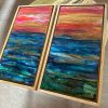 ‘Blazing Sunset’ Alcohol Ink and Resin Art on Canvas (Set of 2) - Image 4