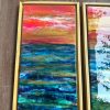 ‘Blazing Sunset’ Alcohol Ink and Resin Art on Canvas (Set of 2) - Image 6