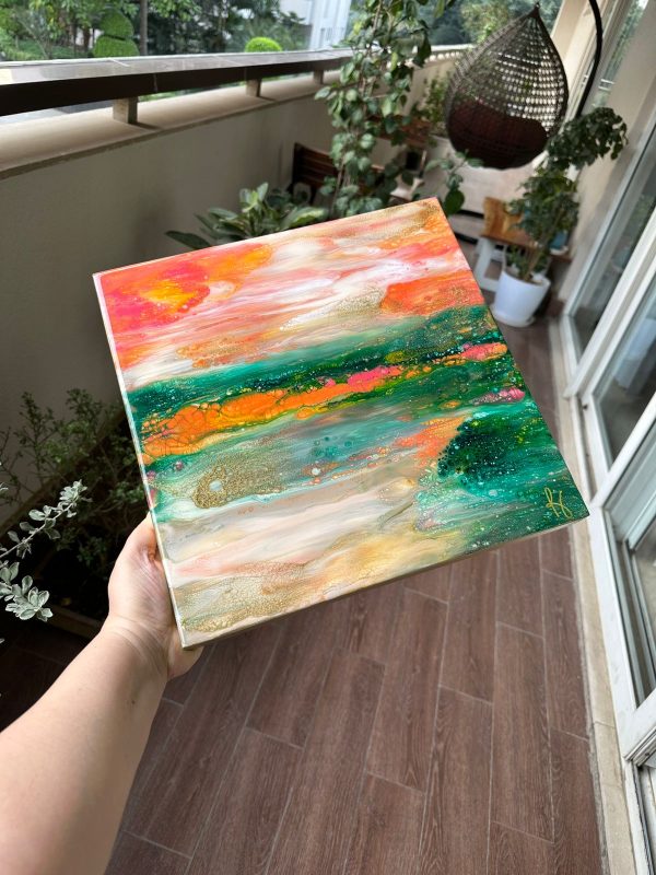 ‘Lush Countryside’ Resin Painting on Wood
