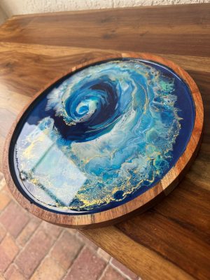 ‘Sea Wave’ Wood & Resin Tray