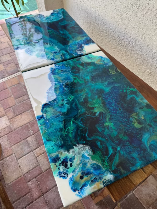 ‘Sea-Kissed’ Resin Art on Wood Panel