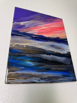 ‘Dusk’ Resin & Ink Art on Wood