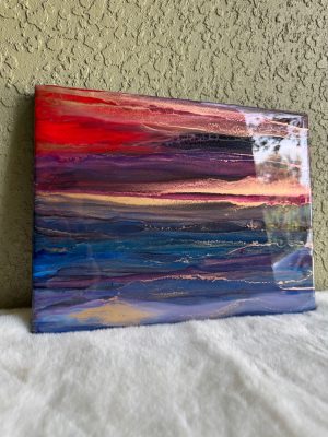 ‘Sundown’ Resin & Ink Art on Wood