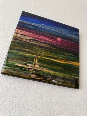 ‘Moonrise’ Resin & Ink Art on Wood