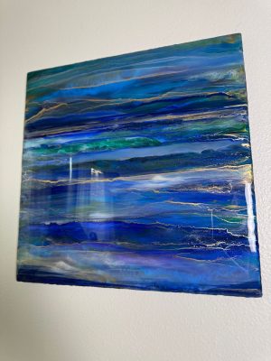 ‘One Horizon’ Resin & Ink Art on Wood