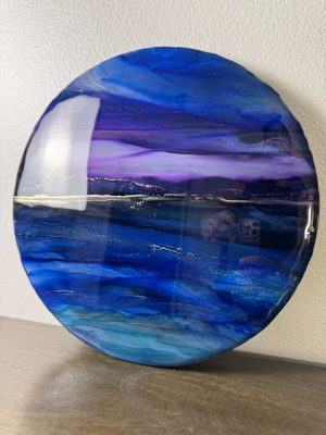 ‘Purple Sky’ Resin & Ink Art on Solid Wood