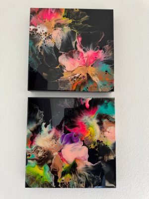 ‘Natures Blooms’ Abstract Acrylic Painting on Deep Canvas (set of 2)