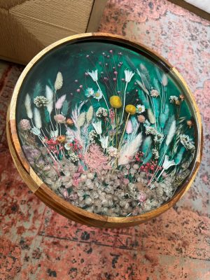 ‘Field of Flowers’ Vibrant Green Solid Wood Table