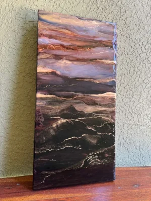 ‘Golden Peaks’ Resin & Ink Painting on Deep Canvas