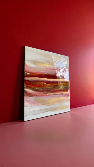 ‘Pink Aura’ Resin & Ink Art on Wood