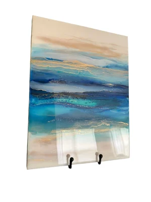 ‘Blue Aura’ Resin & Ink Art on Wood