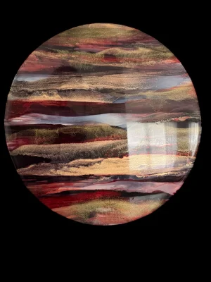 ‘Red Sky’ Resin & Ink Art on Solid Wood