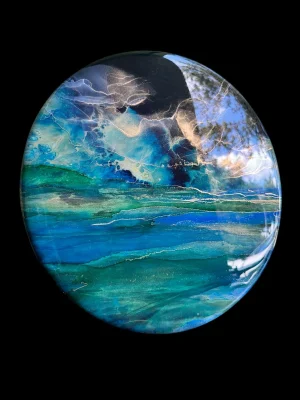 ‘Ocean Meets Sky’ Resin & Ink Art on Solid Wood