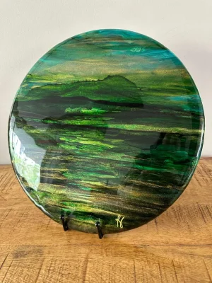 Whispering Meadow, 2025 <br>Resin & Alcohol Inks On Wood