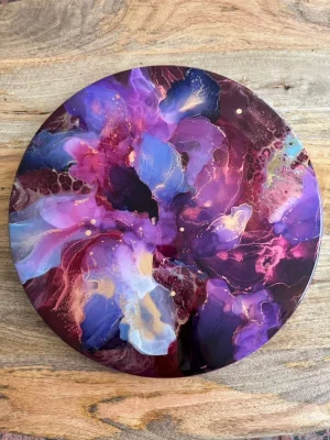 Harmony, 2025 <br>Resin & Alcohol Inks On Wood