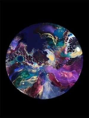 Dancing Feathers, 2025 <br> Resin & Alcohol Inks On Wood