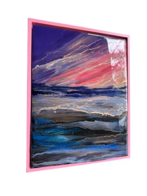 Sea Blush, 2025 Resin & Alcohol Inks On Wood