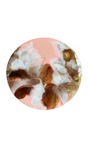 Peace Lily, 2025 Resin & Alcohol Inks On Wood
