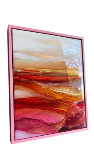 The Sienna Shore, 2025 Resin & Alcohol Inks On Wood