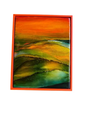 Green Tapestry, 2025 Resin & Alcohol Inks On Wood