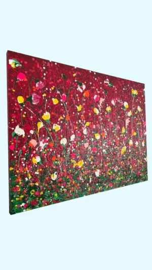 ‘Scarlet Field’ Abstract Acrylic Painting on Gallery Wrapped Canvas