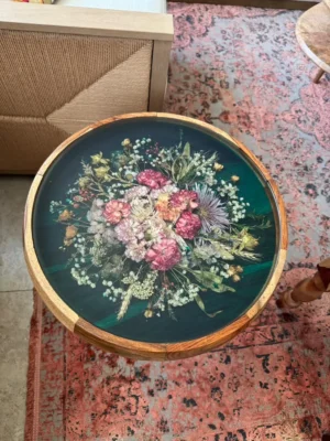 ‘Bouquet’ Resin & Preserved Flower Solid Wood Table